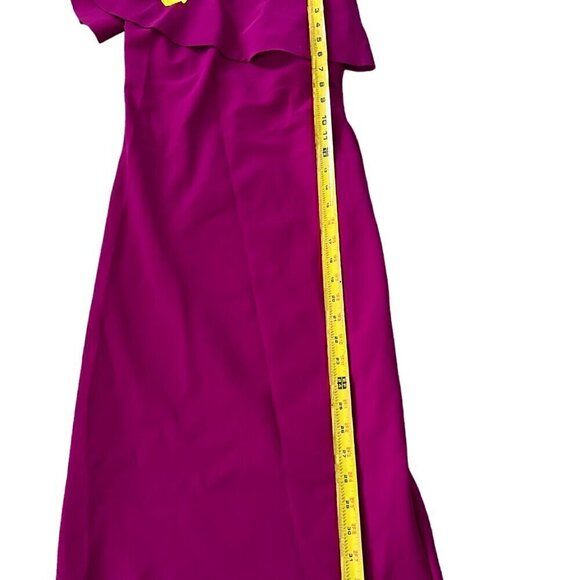 Chiara Boni Womens Dress 40 Magenta Eliisse One Shoulder Ruffle Midi Polyamide - Picture 5 of 11